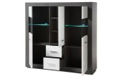 Highboard Etero, Dark Concret, weiß Hochglanz