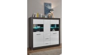 Highboard Etero, Dark Concret, weiß Hochglanz