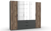 Drehtürenkleiderschrank Winnipeg, Flagstaff-Eiche/graphit, 250 x 216 cm