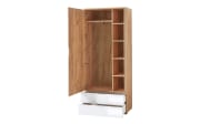 Garderobenschrank GW-Telde, weiß/Eiche Nachbildung, inkl. Kleiderstange