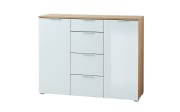 Sideboard GW-Telde, weiß/Eiche Nachbildung, 134 cm, inkl. Softclose Funktion 