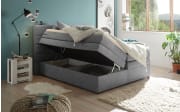Boxspringbett Tacoma 3, Uran dark grey, 180 x 200 cm, inkl. Topper und Bettkasten