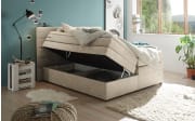 Boxspringbett Tacoma 3, Uran sand, 180 x 200 cm, inkl. Topper und Bettkasten