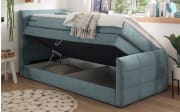 Boxspringbett Kuba 1, denim, 100 x 200 cm, inkl. Topper und Bettkasten