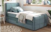 Boxspringbett Kuba 1, denim, 100 x 200 cm, inkl. Topper und Bettkasten