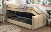 Boxspringbett Kuba 1, sand, 100 x 200 cm, inkl. Topper und Bettkasten