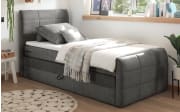 Boxspringbett Kuba 1, stone, 100 x 200 cm, inkl. Topper und Bettkasten