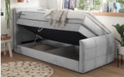 Boxspringbett Kuba 3, Uran 01 silver, 120 x 200 cm, inkl. Visco-Topper und Bettkasten