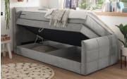 Boxspringbett Kuba 3, Uran 02 schlamm, 120 x 200 cm, inkl. Visco-Topper und Bettkasten