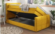 Boxspringbett Kuba 3, Uran 17 senf, 120 x 200 cm, inkl. Visco-Topper und Bettkasten