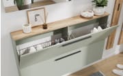 Schuhschrank Lissome, Grün/Eiche-Nachbildung, inkl. Schuhkörbe
