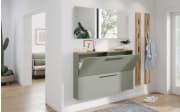 Schuhschrank Lissome, Grün/Eiche-Nachbildung, inkl. Schuhkörbe