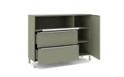 Kommode Reno, olivgrün/Edelstahl-Nachbildung 