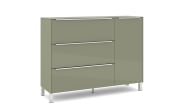 Kommode Reno, olivgrün/Edelstahl-Nachbildung 