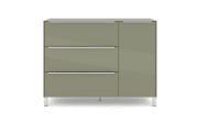 Kommode Reno, olivgrün/Edelstahl-Nachbildung 