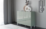 Kommode Reno, olivgrün/Edelstahl-Nachbildung 
