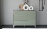 Kommode Reno, olivgrün/Edelstahl-Nachbildung 