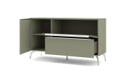 Lowboard Reno, olivgrün/Edelstahl-Nachbildung