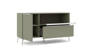 Lowboard Reno, olivgrün/Edelstahl-Nachbildung