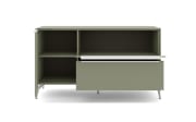Lowboard Reno, olivgrün/Edelstahl-Nachbildung