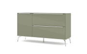 Lowboard Reno, olivgrün/Edelstahl-Nachbildung