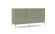 Lowboard Reno, olivgrün/Edelstahl-Nachbildung