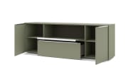 Lowboard Reno, olivgrün/Edelstahl-Nachbildung