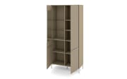 Vitrinenschrank Reno, taupe/Edelstahl-Nachbildung