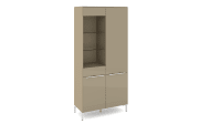 Vitrinenschrank Reno, taupe/Edelstahl-Nachbildung