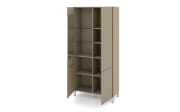 Vitrinenschrank Reno, taupe/Edelstahl-Nachbildung