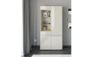 Vitrinenschrank Reno, kaschmir/Edelstahl-Nachbildung