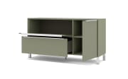 Lowboard Reno, olivgrün/Edelstahl-Nachbildung