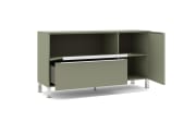 Lowboard Reno, olivgrün/Edelstahl-Nachbildung