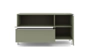 Lowboard Reno, olivgrün/Edelstahl-Nachbildung