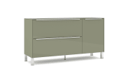 Lowboard Reno, olivgrün/Edelstahl-Nachbildung