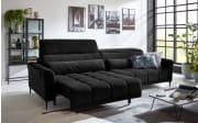 Big Sofa Logan, schwarz, inkl. XXL elektrischer Sitztiefenverstellung links