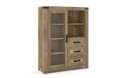 Vitrine Joana, Rustic-Eiche massiv, Holzdekor