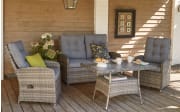 Garten-Lounge Bailado, Geflecht Polyrattan grau, Kissenbezüge in grau