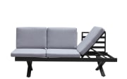 Gartensofa Rieke, hellgrau, Auszugstisch vorstehend links, Kopfteilverstellung rechts