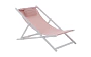 Strandstuhl Juno, Bezug in pink, Gestell aus Aluminium in weiß, inkl. Kissen