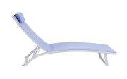 Gartenliege Diana, Bezug in blau, Gestell aus Aluminium in weiß, inkl. Kissen