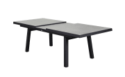 Ausziehtisch Sondrino, Aluminiumgestell in schwarz, Tischplatte betonfarbend