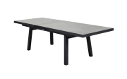 Ausziehtisch Sondrino, Aluminiumgestell in schwarz, Tischplatte betonfarbend