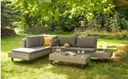 3 teiliges Gartenlounge Sofa Set Bahrain, Aluminiumgestell schwarz matt, Geflecht grau