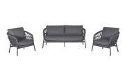 Gartenmöbelset Bari, anthrazit/dunkelgrau, 3-teilig