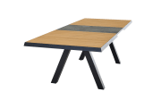 Ausziehtisch Latea, anthrazit/Teakholz, inkl. Synchron-Auszug
