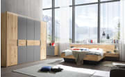 Drehtürenschrank Mira, grau/Wildeiche massiv, 250 x 225 cm