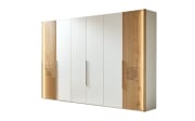 Drehtürenschrank Axo, weiß/Wildeiche massiv, 299 x 222 cm