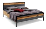 Schlafzimmer Joline, Lack graphit/Wildeiche massiv, 180 x 200 cm, Schrank 299 x 222 cm