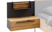 Schlafzimmer Joline, Lack graphit/Wildeiche massiv, 180 x 200 cm, Schrank 299 x 222 cm